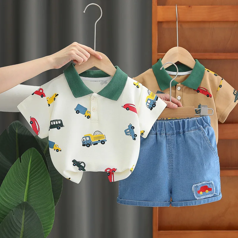 Conjunto verano niño: camiseta corta y pantalón vaquero estilo coreano - imagen 3