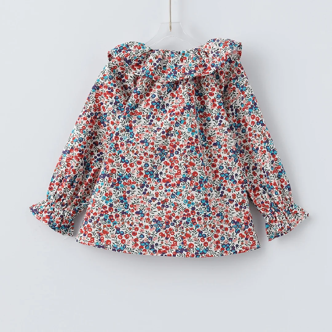 Blusa de encaje manga larga con volantes estilo princesa niña - imagen 4