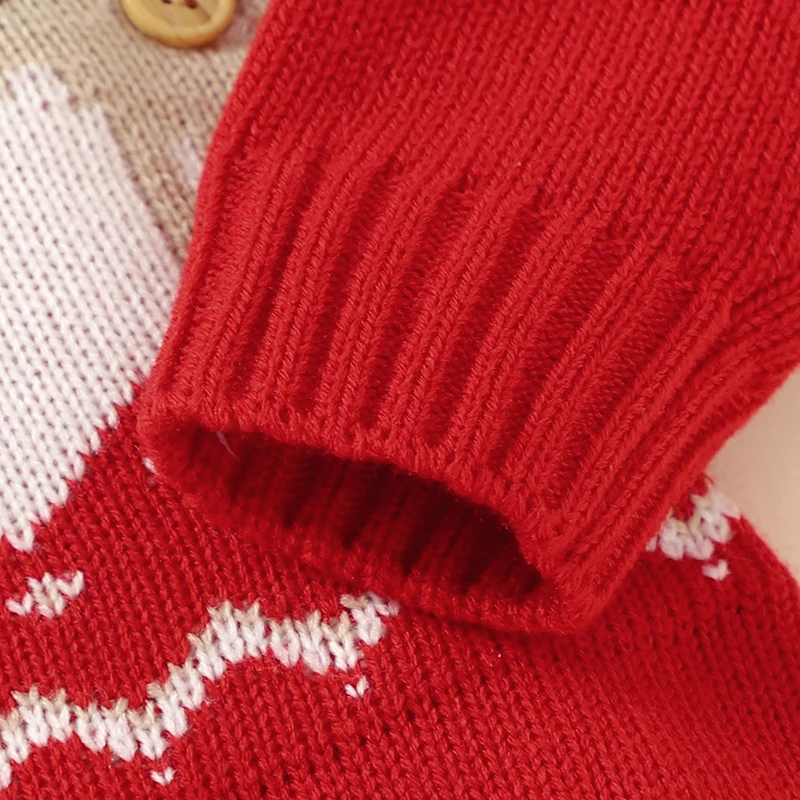Pelele de punto rojo para bebé de manga larga de invierno - imagen 5