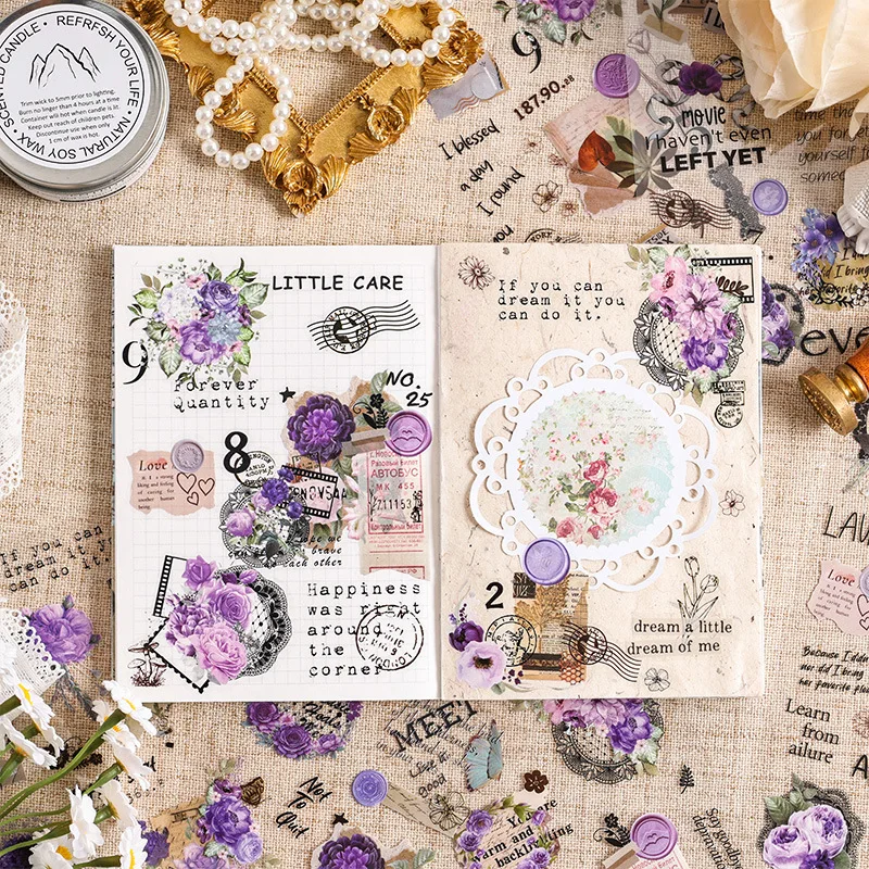 Pegatinas transparentes florales vintage impermeables para scrapbooking - imagen 4