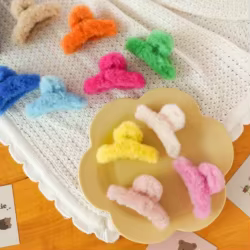 Pinzas para pelo princesa, diadema con garra, horquilla felpa caramelo