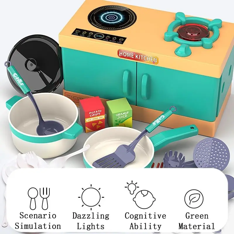 Juego de cocina infantil imitación con estufa y utensilios - imagen 2