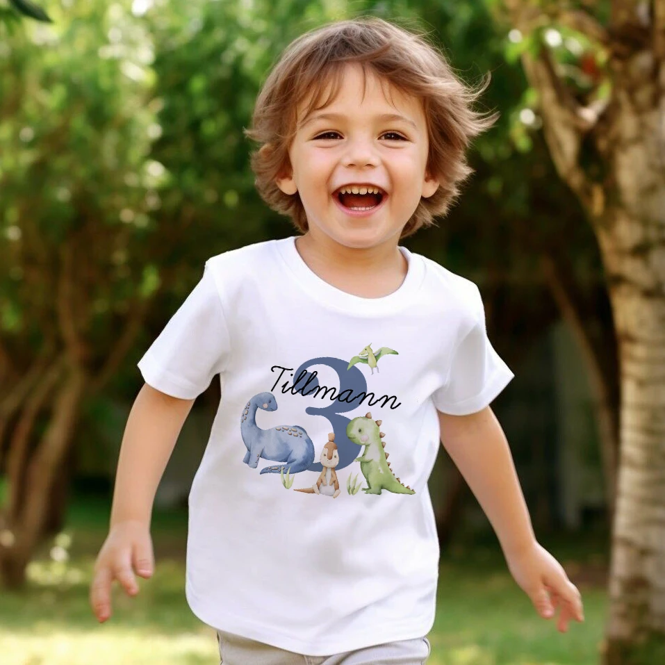 Camiseta dinosaurio niño – Fiesta de cumpleaños personalizada - imagen 3