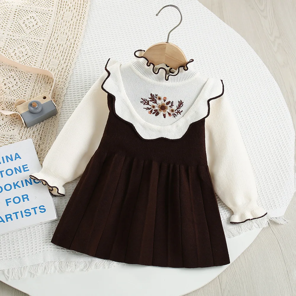 Vestido de punto bordado con flores para niña MILANCEL - Otoño - imagen 3