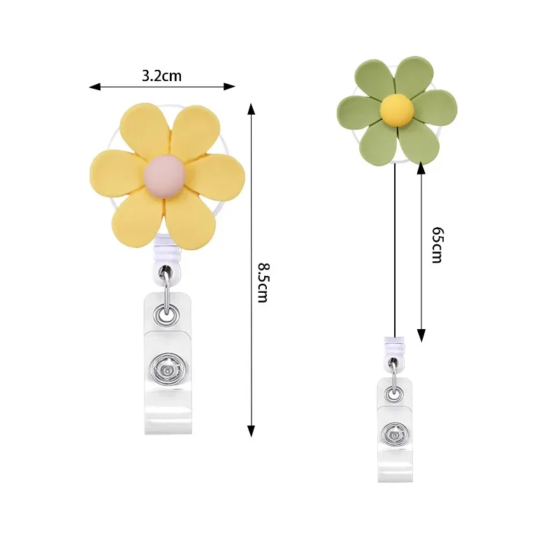 Carrete de insignia médica retráctil floral – Resina para enfermera - imagen 4