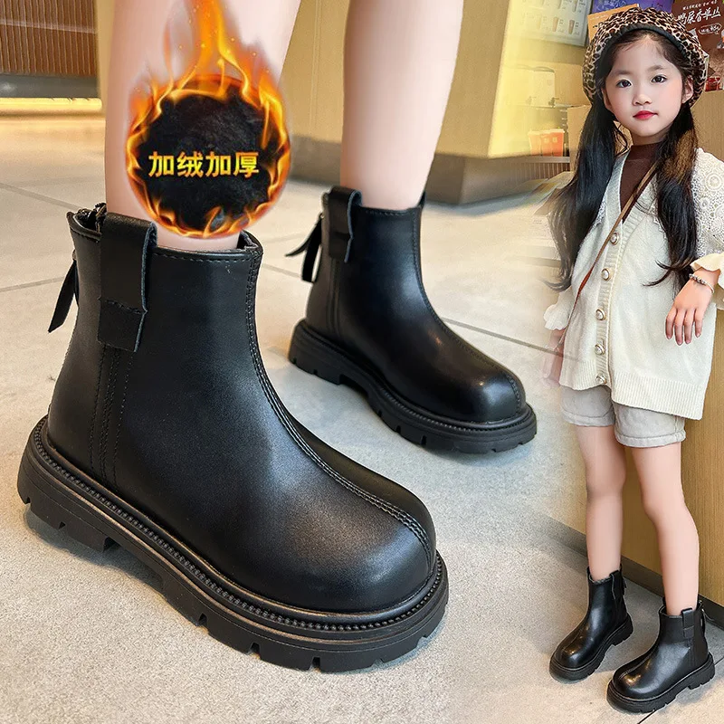 Botas de invierno para niñas de ante antideslizantes cortas - imagen 3