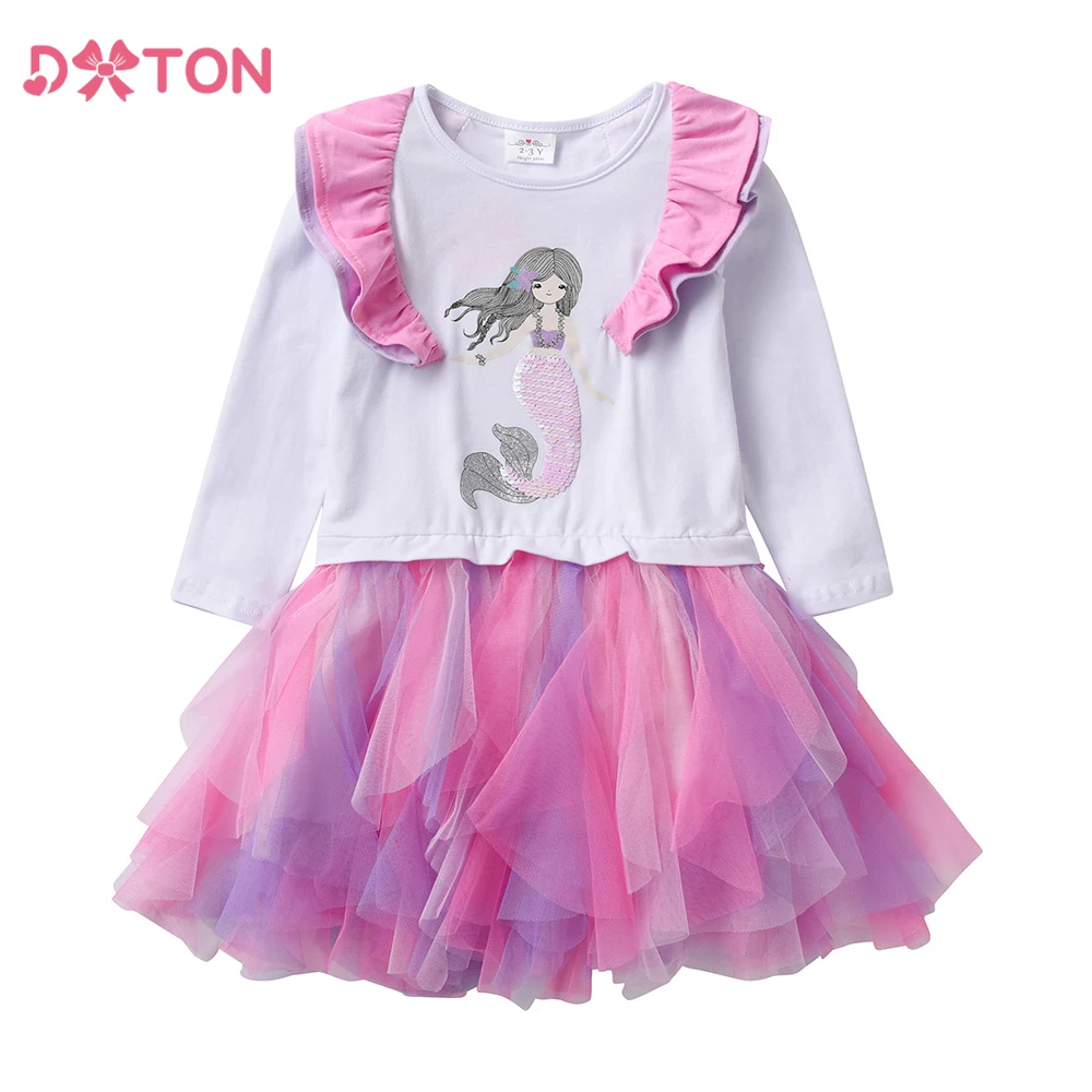DXTON Vestido de sirena lentejuelas niña fiesta invierno elegante