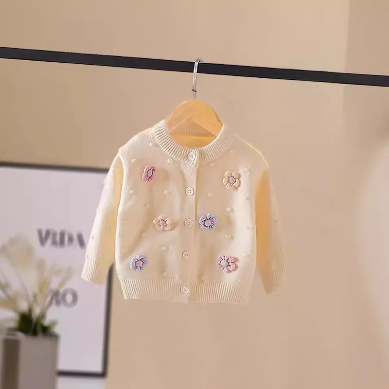 Cárdigan de punto para niña – suelto y suave primavera-otoño