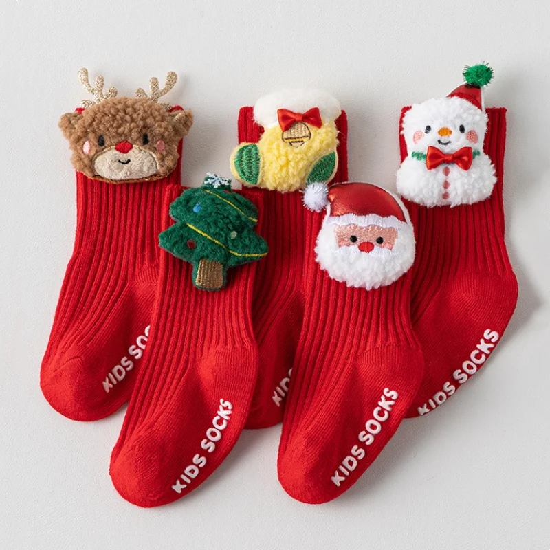 Calcetines Navidad rojos para bebé 0-3 años – Antideslizantes invierno - imagen 4