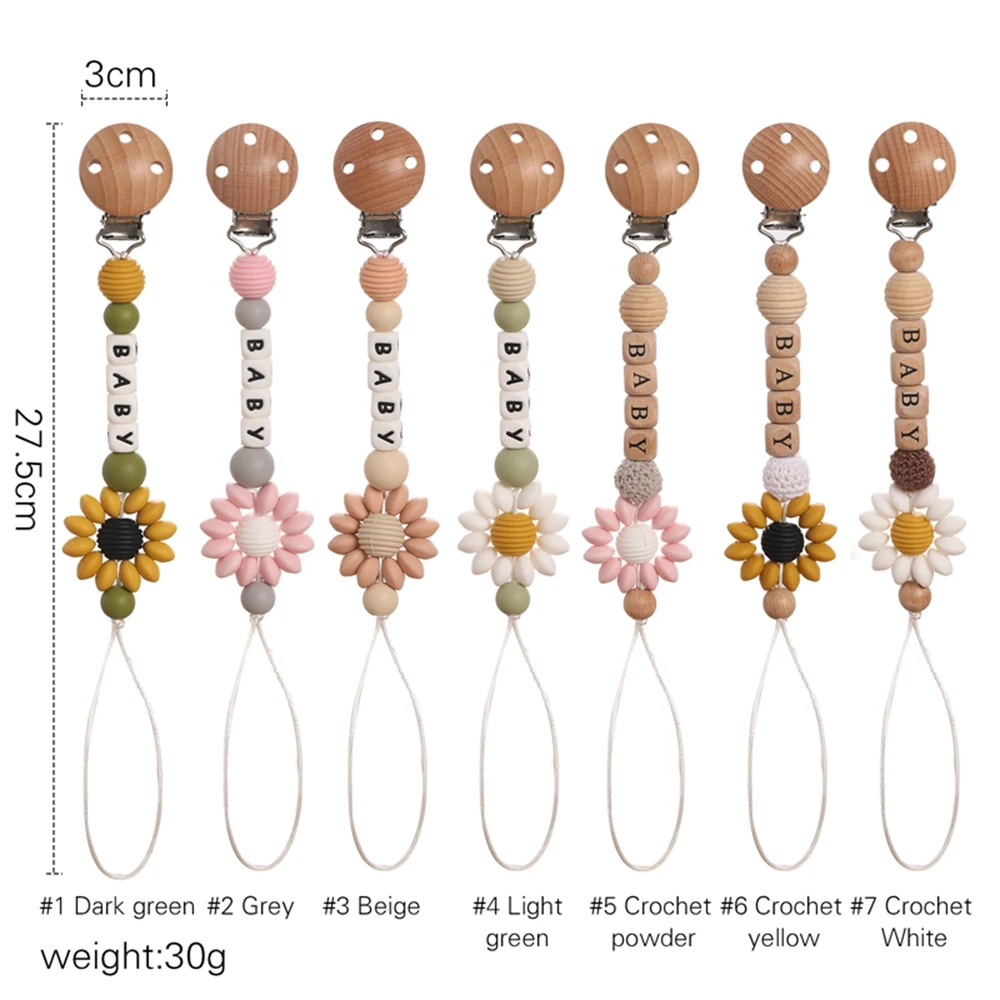 Cadena de chupete de girasol de silicona
