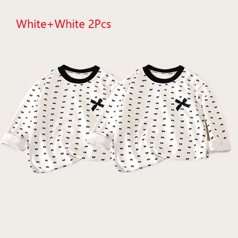 Blusa de bebé niña con pajarita, manga larga otoño-invierno