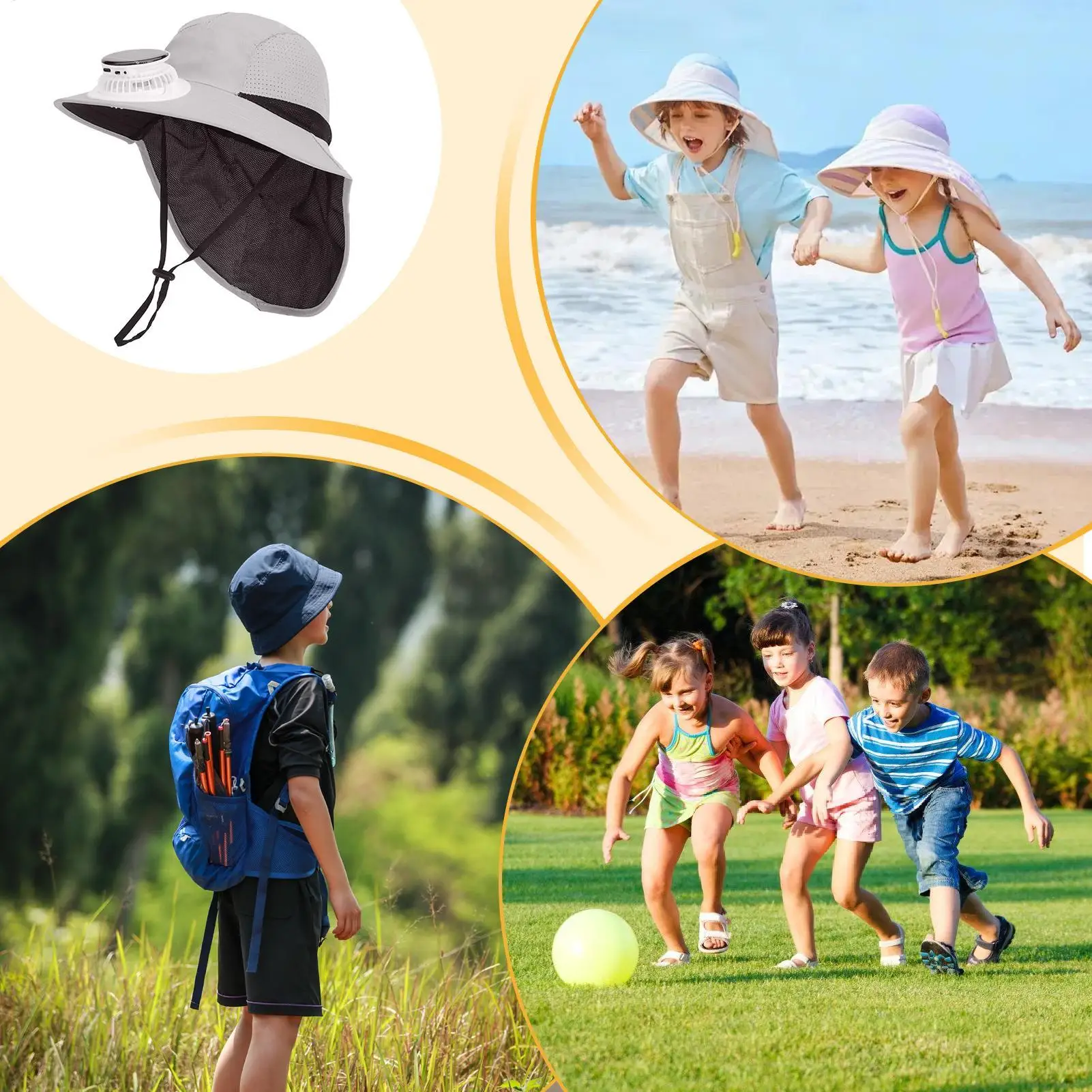 Sombrero solar con ventilador para niños – Protección UV transpirable - imagen 2