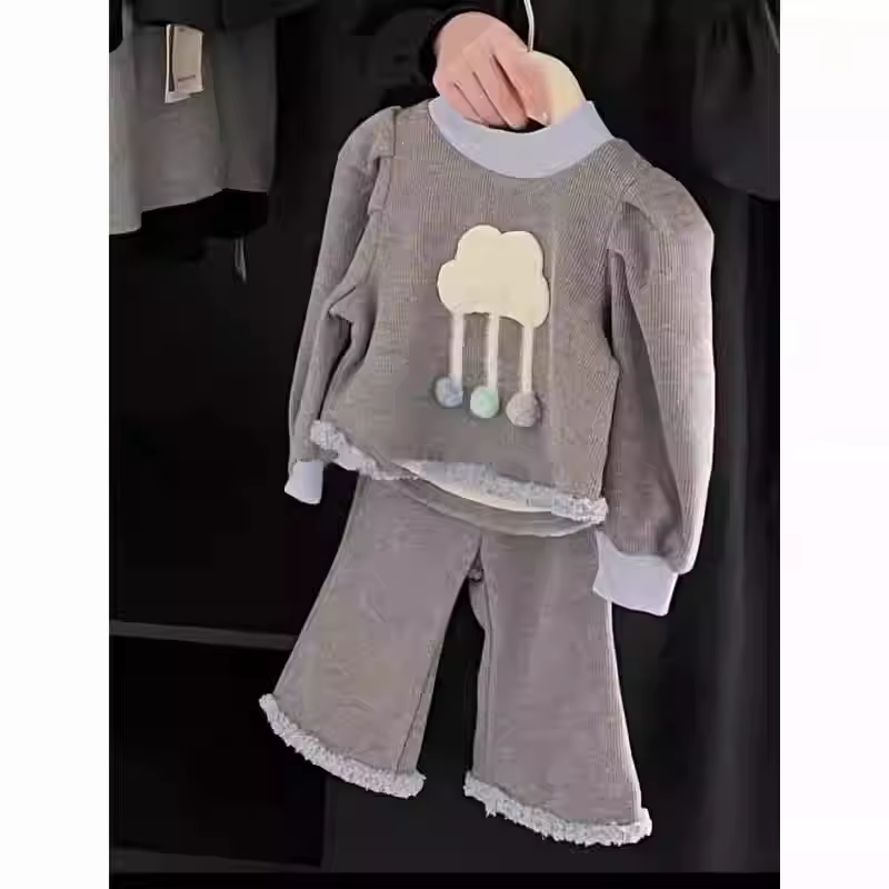 Conjunto de invierno acolchado para niñas: sudadera y pantalón largo - imagen 3