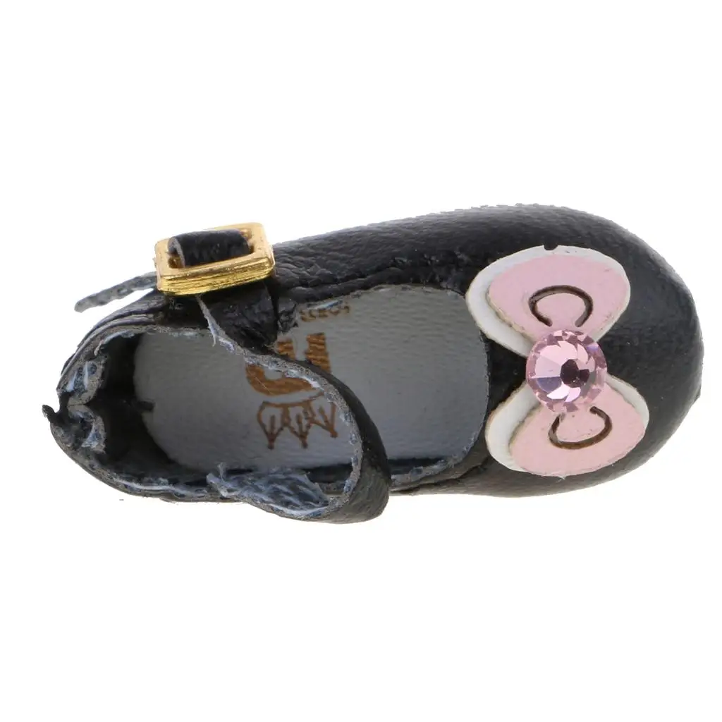 Zapatos negros con correa y lazo para muñecas Blythe articuladas - imagen 2