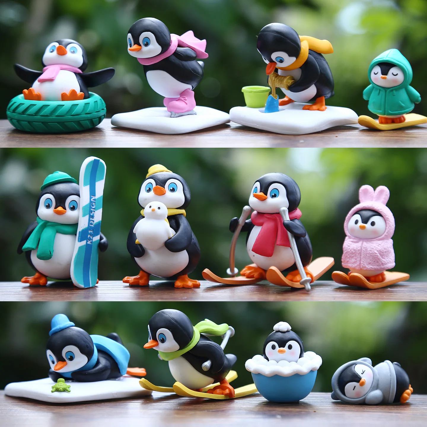 Figuras de pingüinos mini para niños, adornos de escritorio