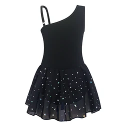 Maillot de ballet para niñas con falda brillante para danza escénica