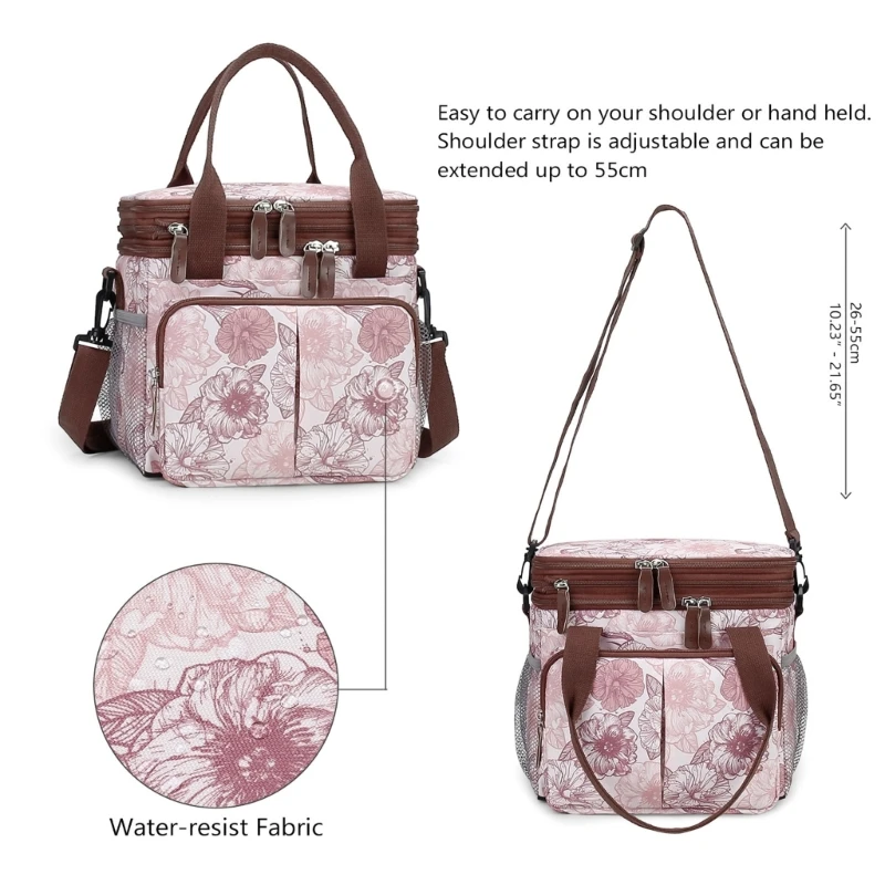 Bolso de pañales con patrón impreso y múltiples compartimentos - imagen 2