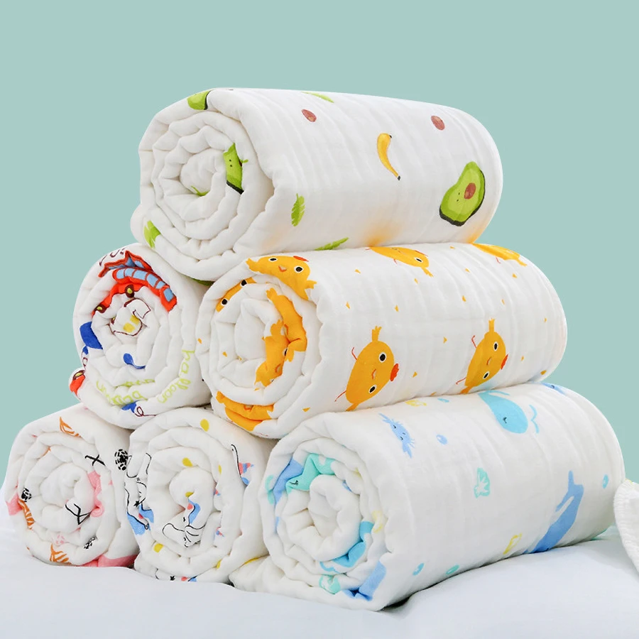 Toalla baño bebé algodón – Manta envolvente suave 4 capas