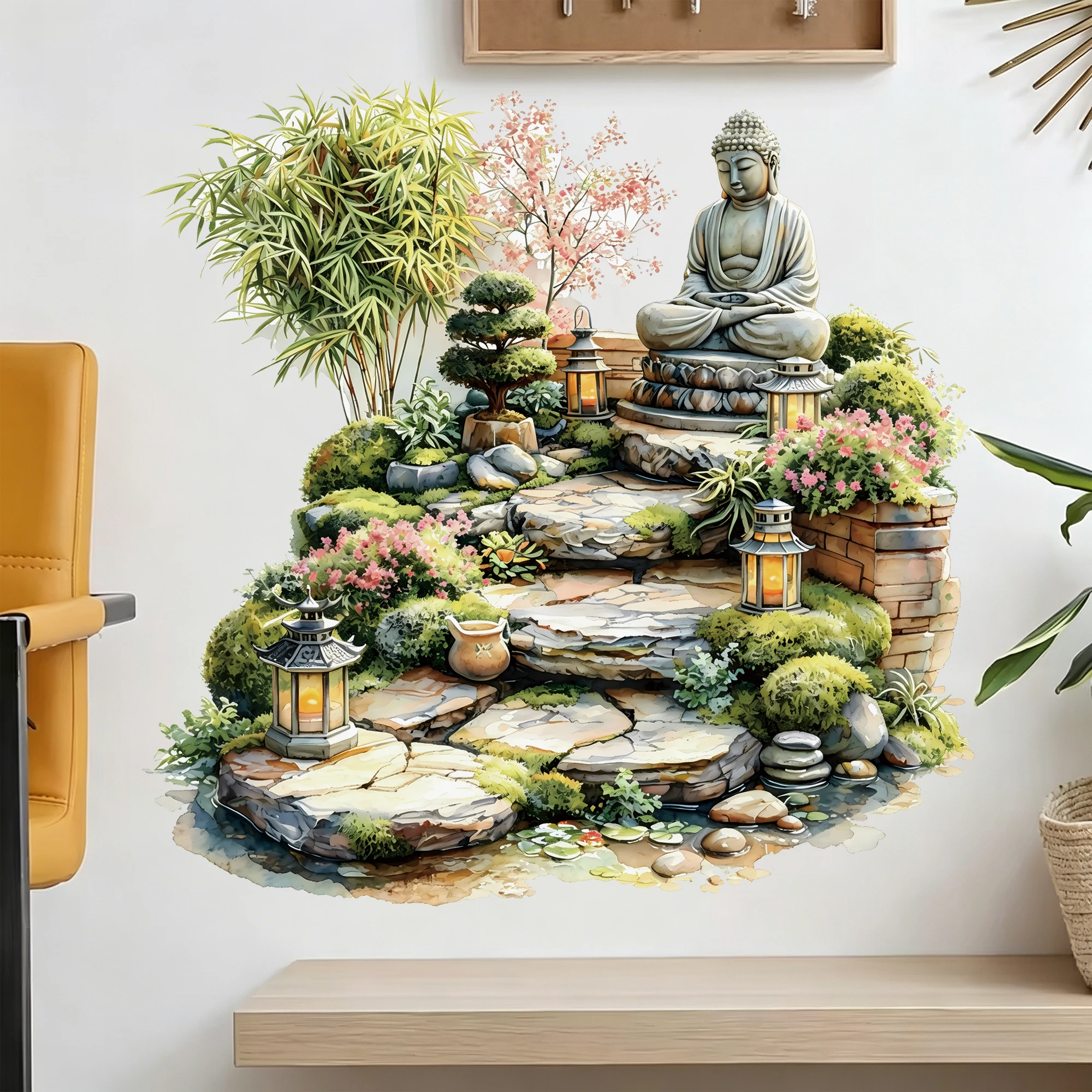 Pegatinas de pared zen desmontables con motivos naturales para hogar - imagen 3