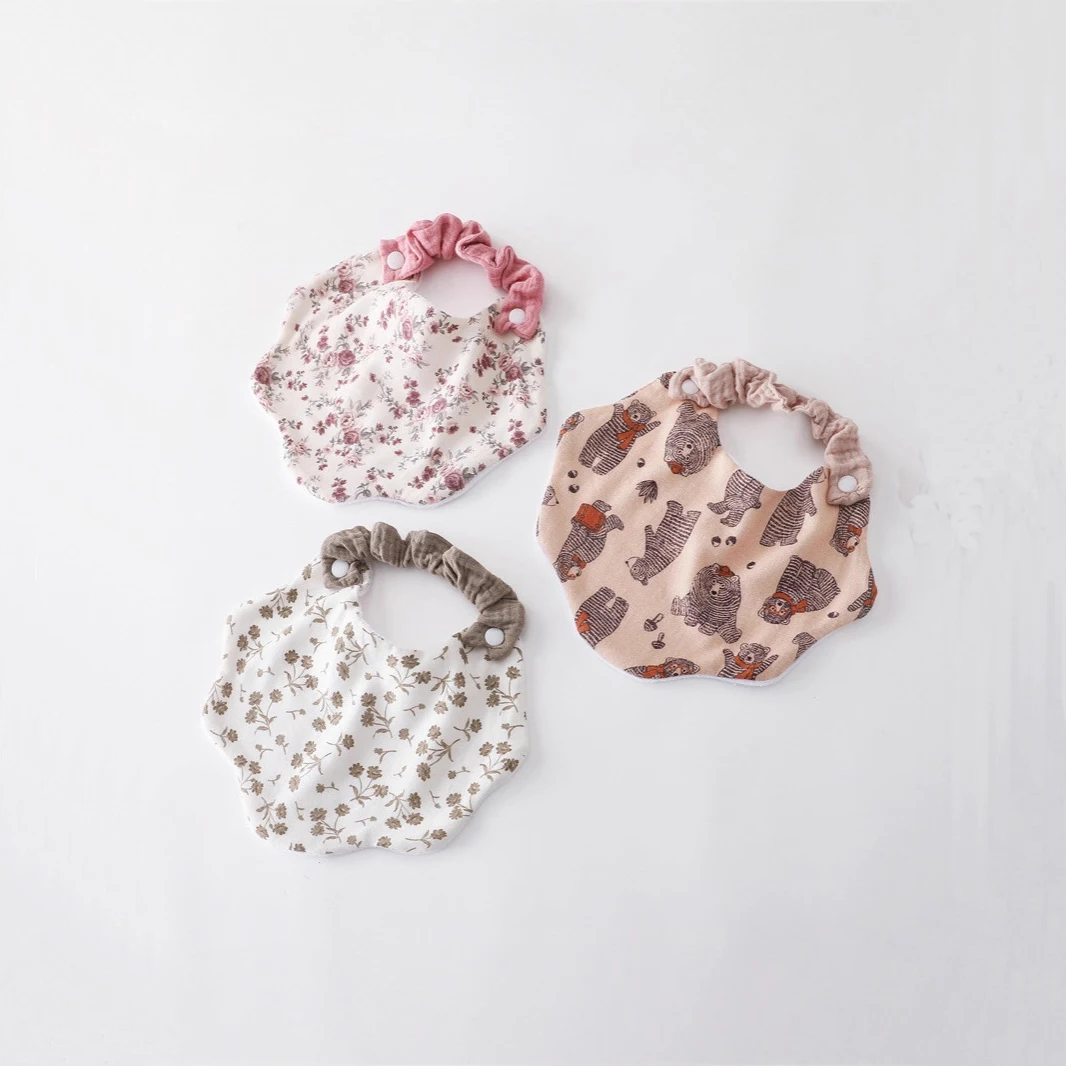 Babero de algodón para bebé con estampado floral y tejido absorbente - imagen 5