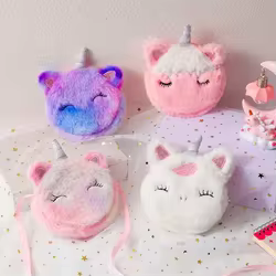 Bolso infantil de felpa con unicornio – Monedero para niños