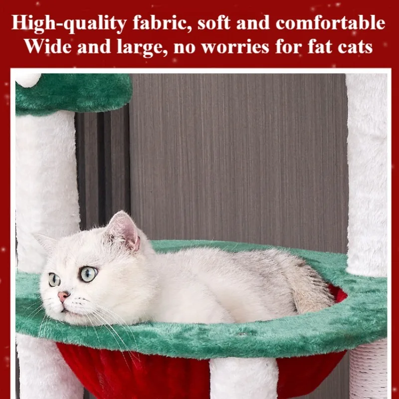Torre rascador para gatos con cama de felpa navideña - imagen 5