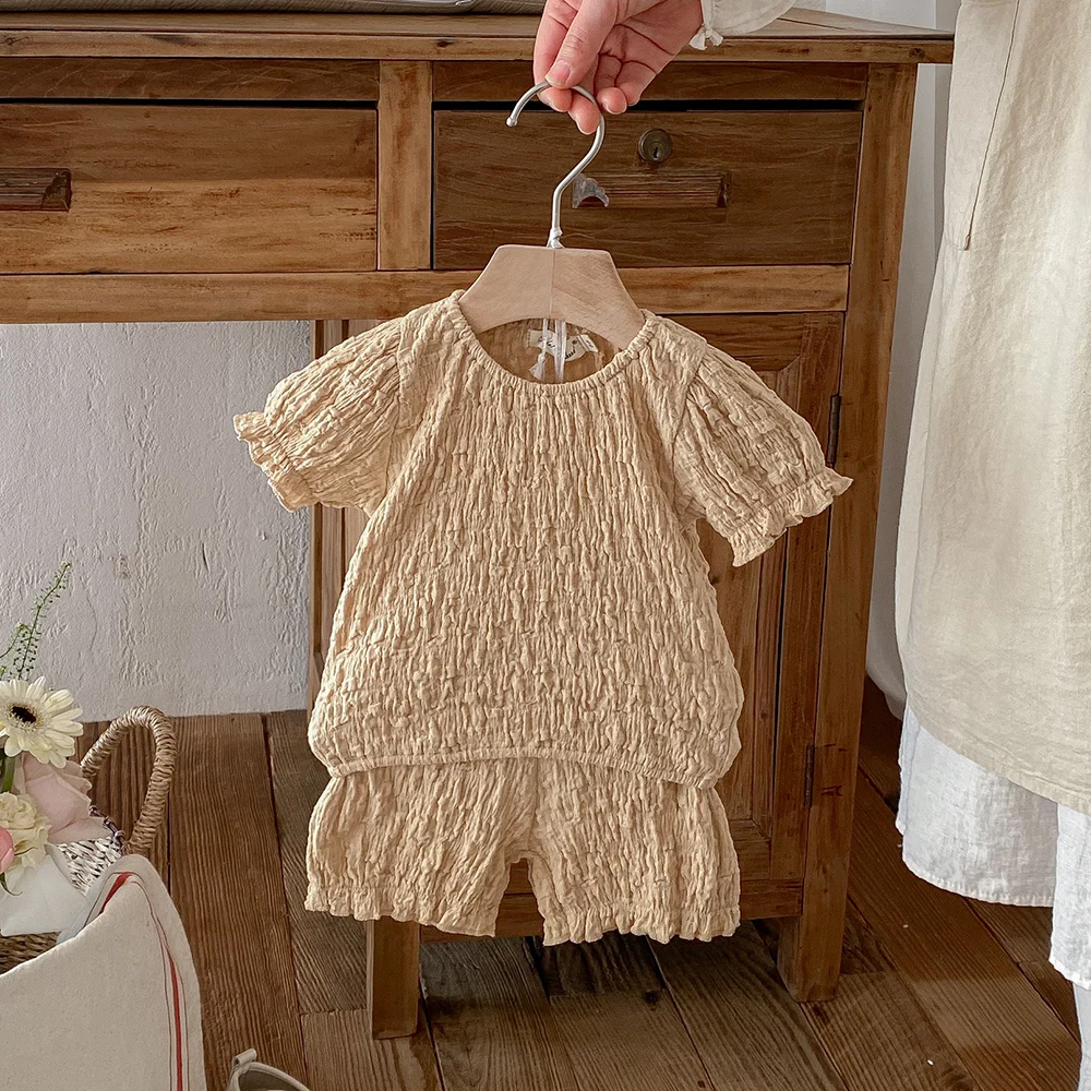 Conjunto de verano para niña con top abombado y pantalón corto - imagen 2