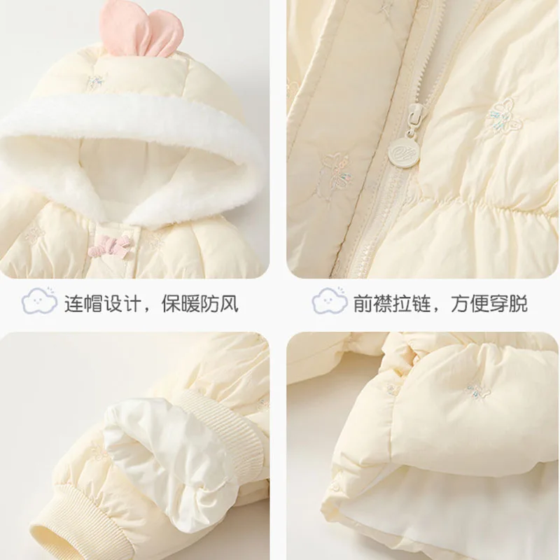 Abrigo invierno niña forro polar capucha estilo princesa - imagen 3