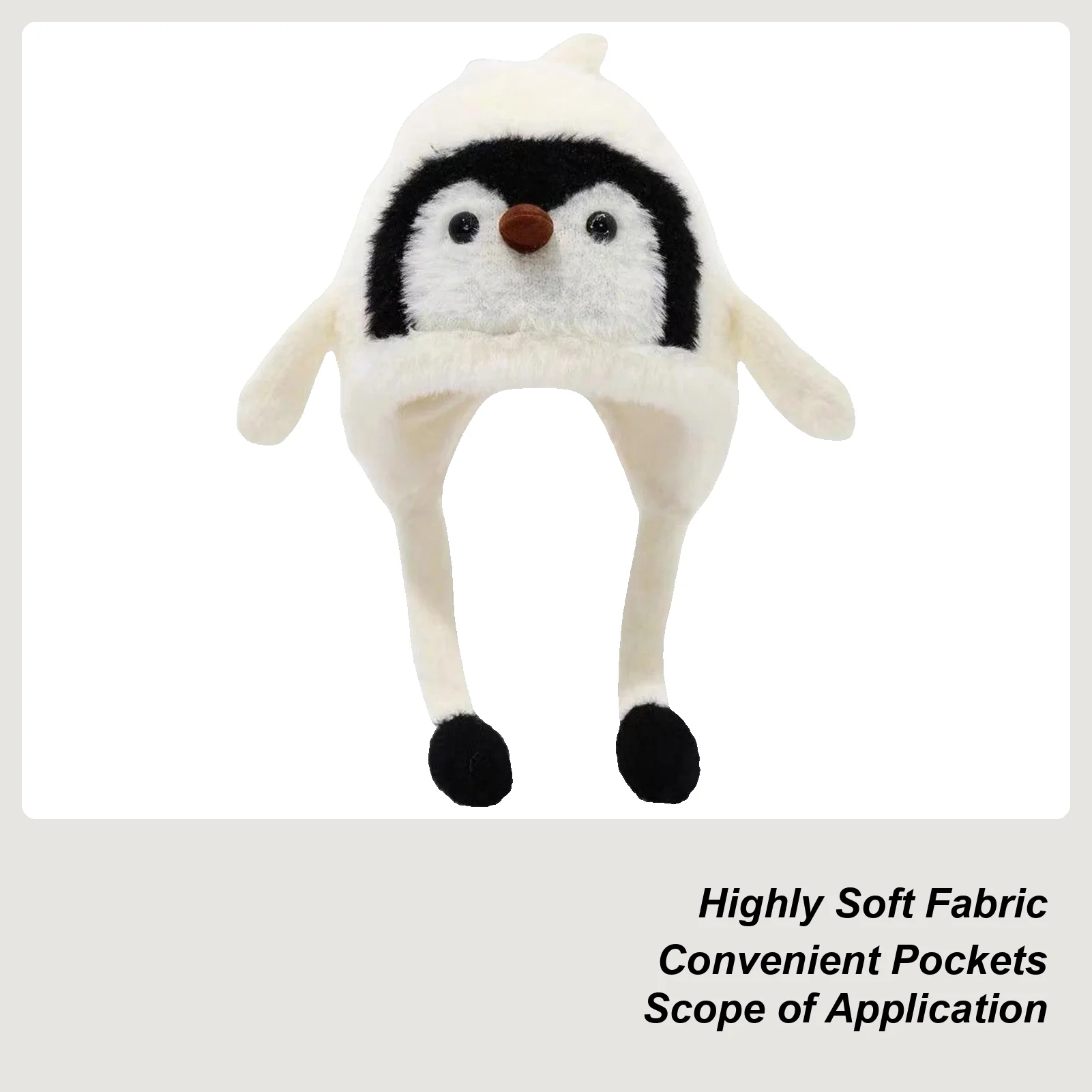 Gorro de peluche de pingüino con orejeras de invierno - imagen 5
