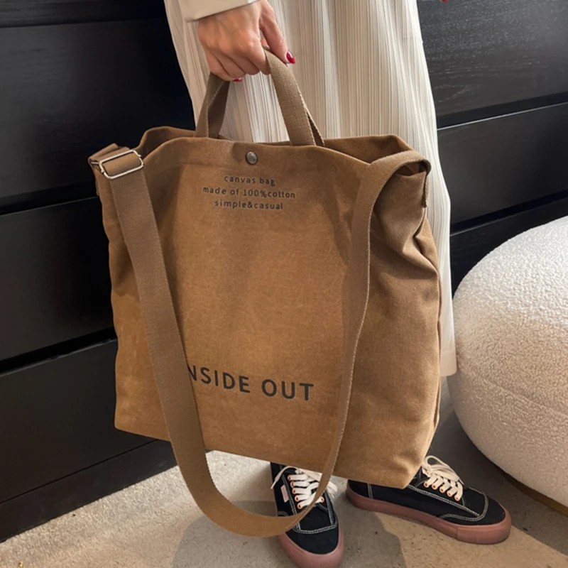 Bolso de lona gran capacidad para mujer, ideal en compras y libros - imagen 3