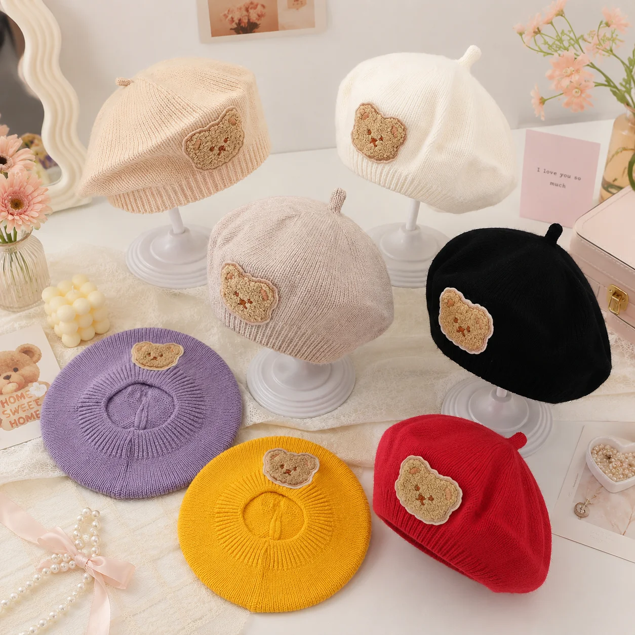 Gorro de punto elástico y transpirable con dibujo de oso - imagen 3