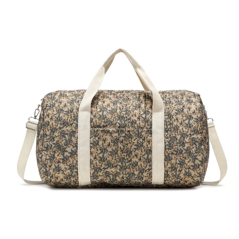Bolsa de mamá acolchada de algodón floral para bebé y paseo
