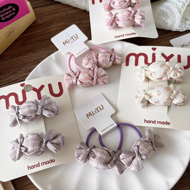 Pinzas para el pelo de niña estilo coreano, lazos rosas a cuadros - imagen 4