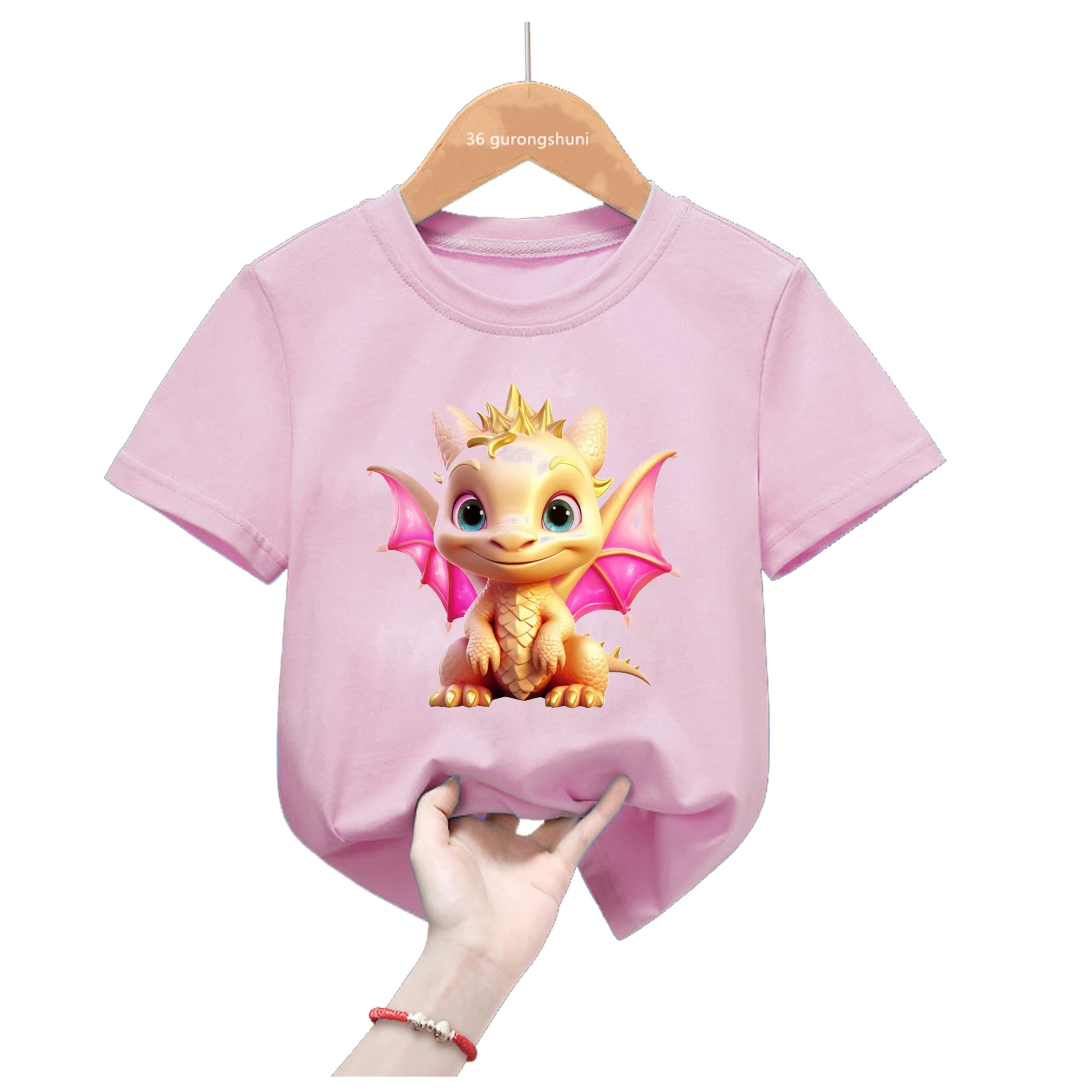 Camiseta infantil manga corta rosa con estampado de animales - imagen 4