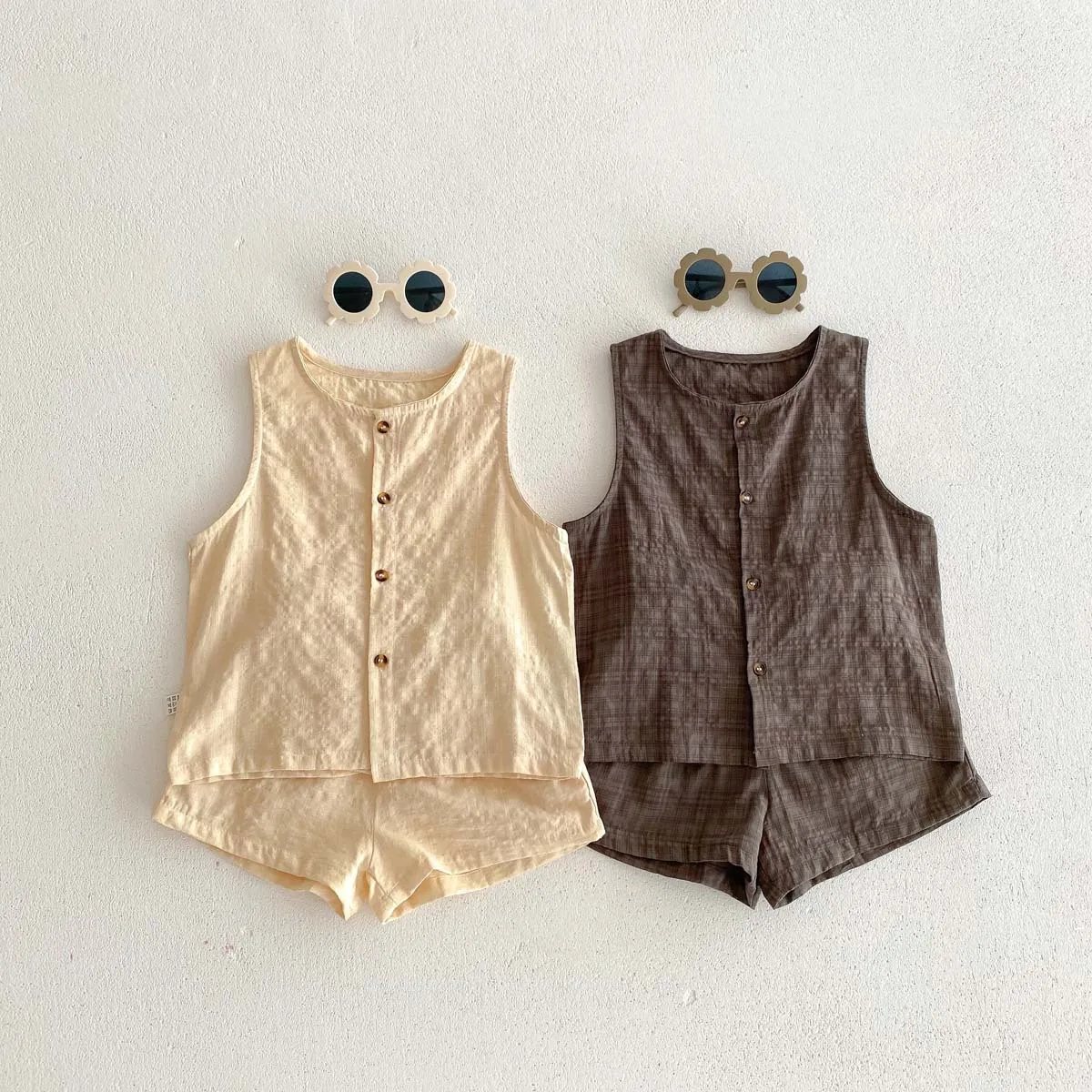 MILANCEL Conjunto de lino para niño: chaleco y pantalones cortos - imagen 4