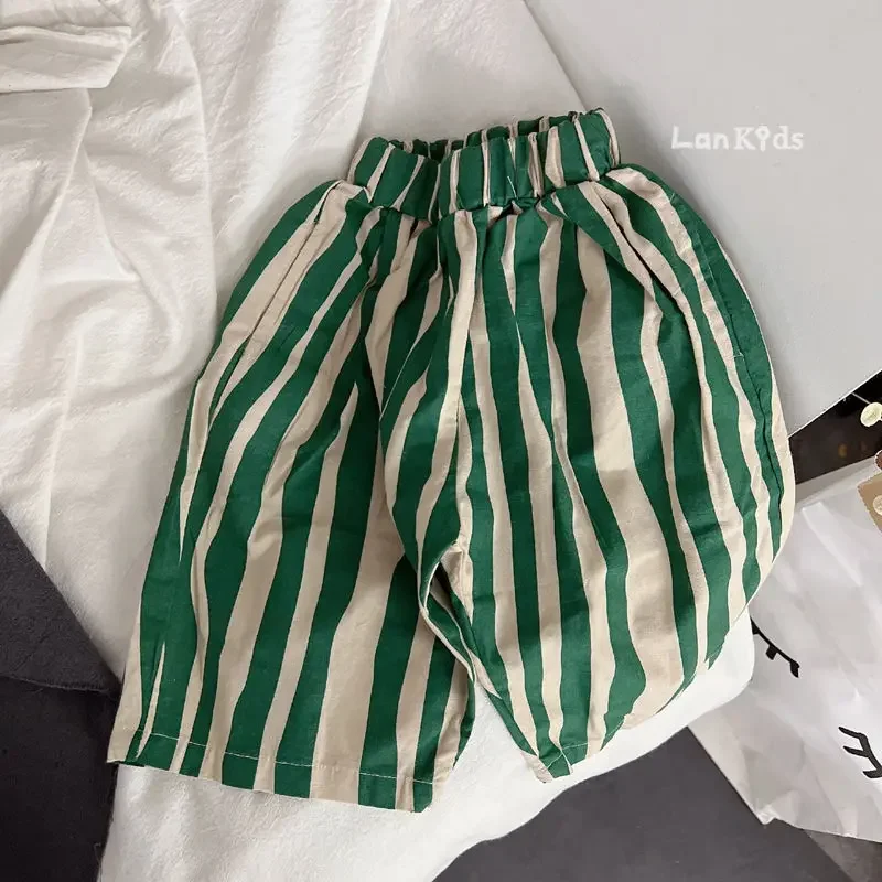 Pantalones cortos a rayas transpirables para bebés y niños - imagen 3