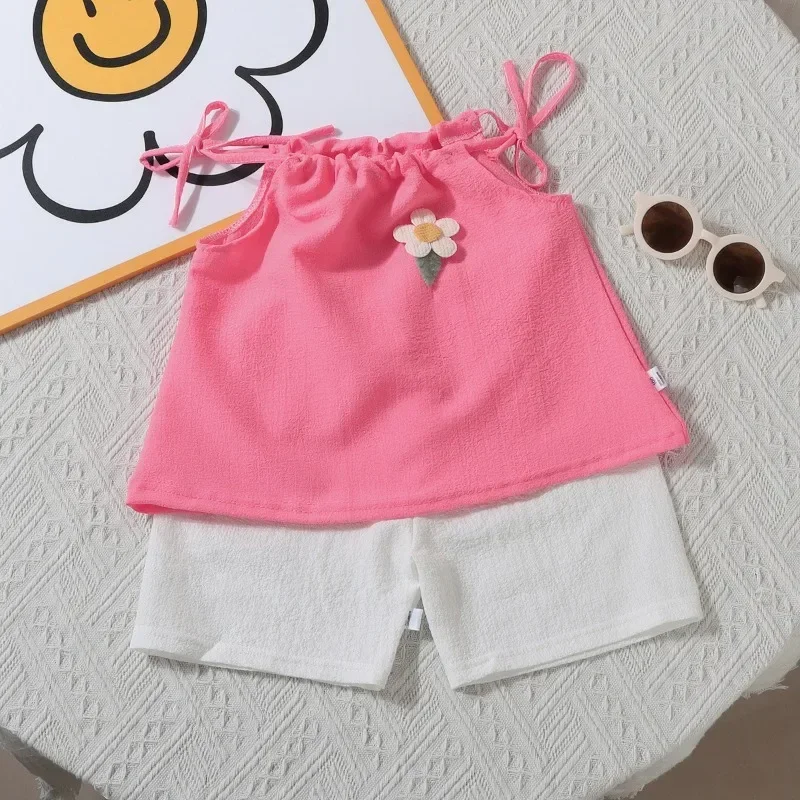 Conjunto de verano para niña chaleco floral y shorts - imagen 3