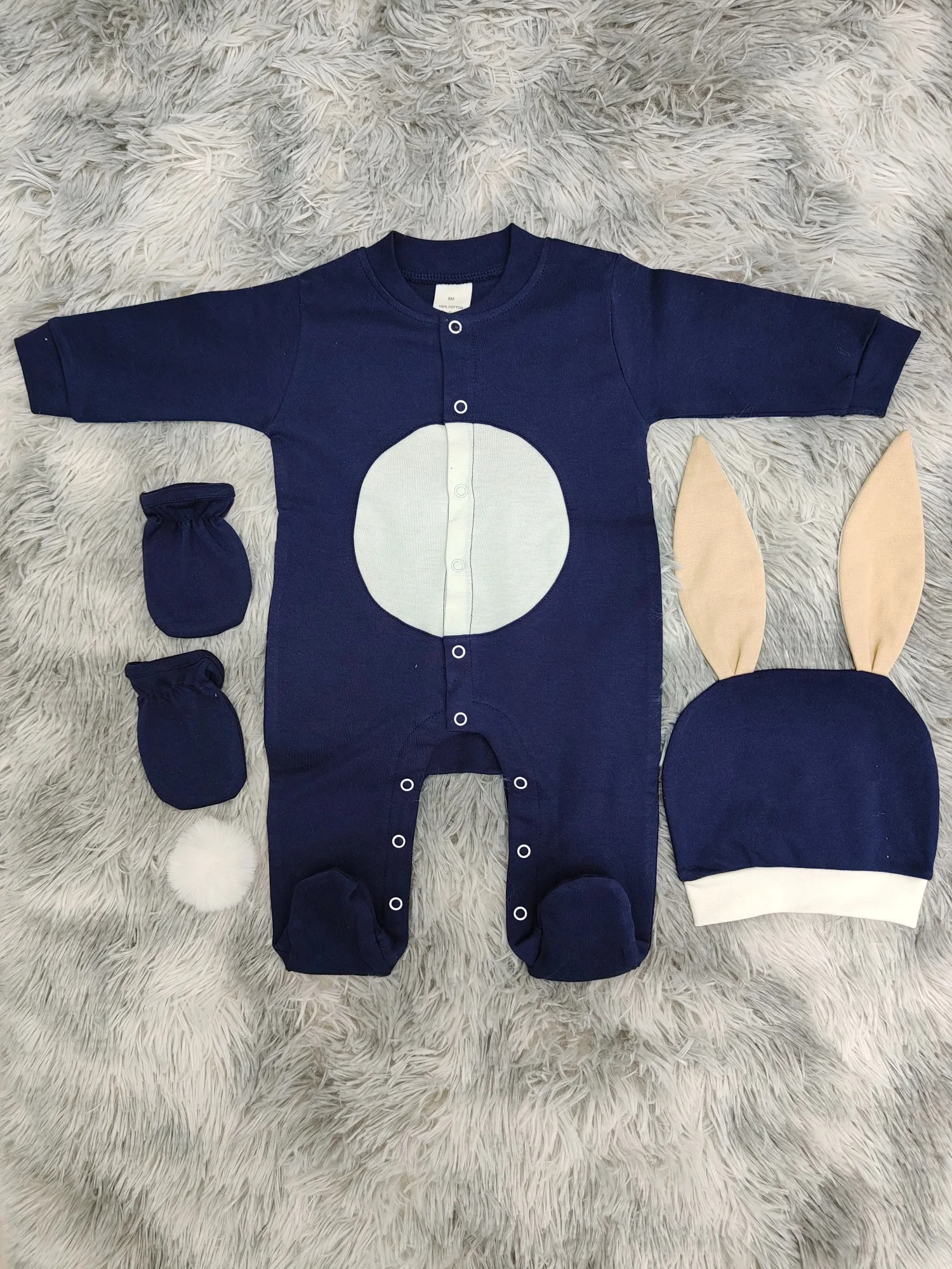 Conjunto de conejito para bebé, orejas y manoplas