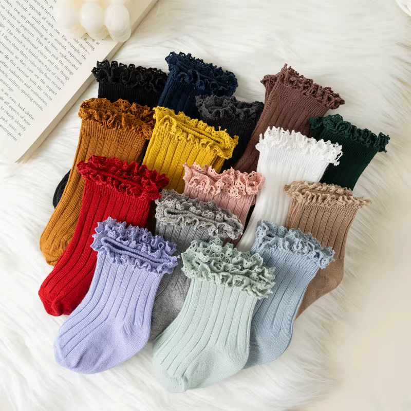 Calcetines cortos con volantes para bebé y niña - Algodón suave - imagen 2