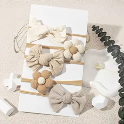 Diadema de flores con lazo para bebé recién nacido elástica