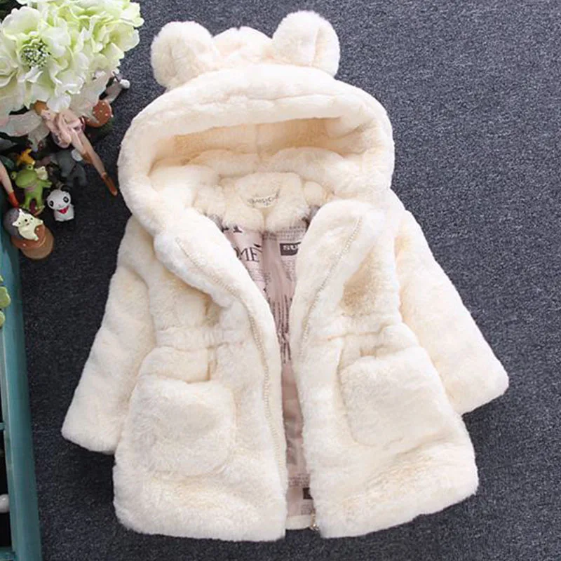 Chaqueta polar rosa con capucha para niña – Abrigo de invierno cálido - imagen 4