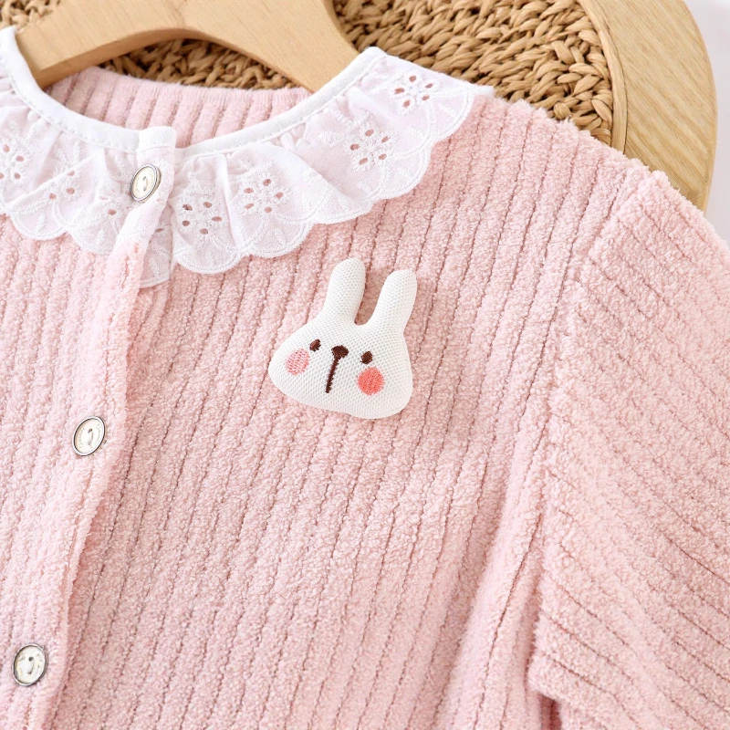 Conjunto de pijama de franela para niñas de invierno conejito - imagen 2