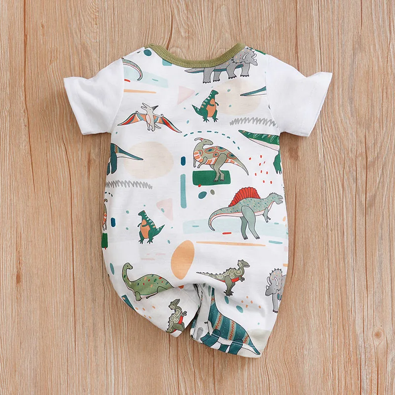Mono de dinosaurios estampado verde para bebé niño manga corta verano - imagen 2