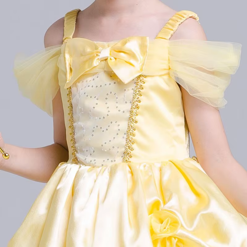 Vestido de princesa para niñas inspirado en Bella y Bestia artesanal - imagen 2