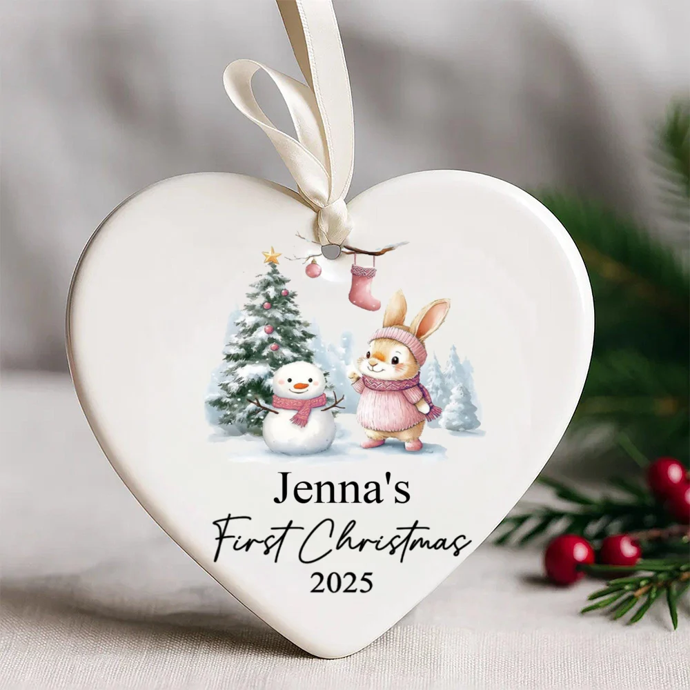 Adorno navideño personalizado para bebé con bonito conejo - imagen 5