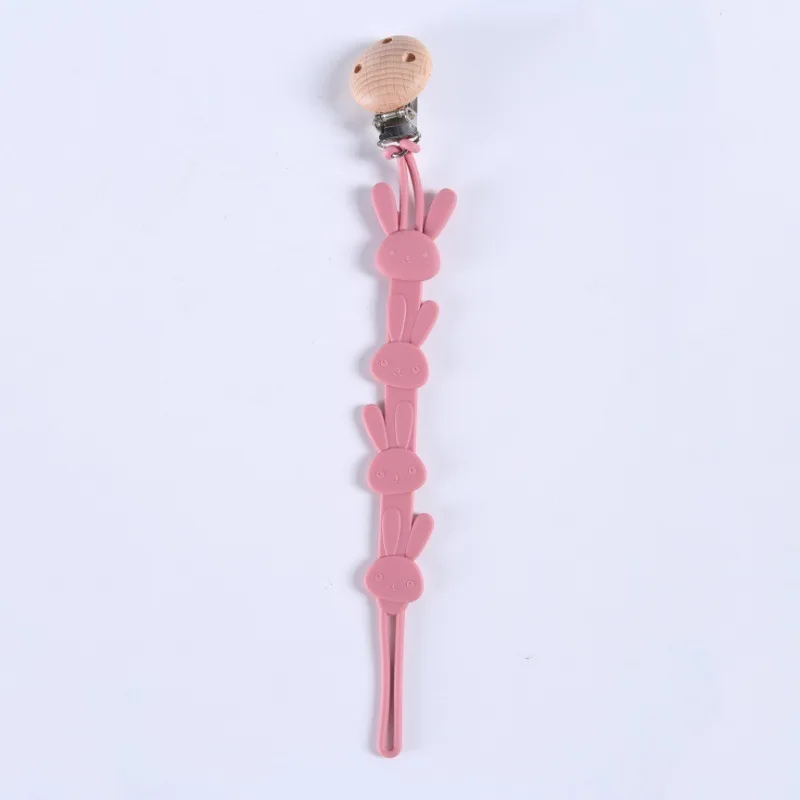 Cadena chupete silicona bebé forma conejo - imagen 4