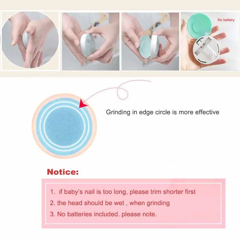 Set de manicura para bebés: cortaúñas eléctrico y lima suave