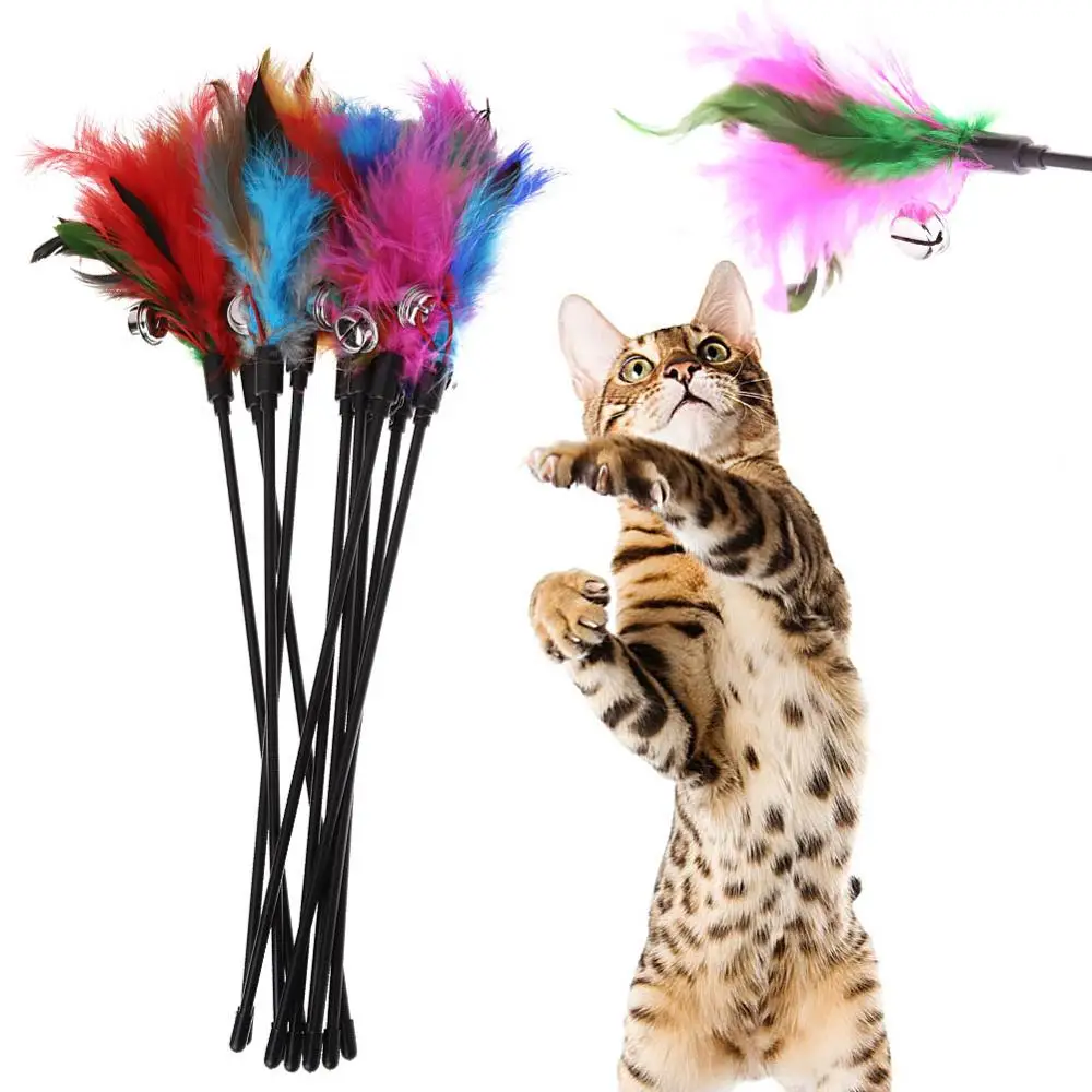 Varita interactiva para gatos con campana y plumas de juego - imagen 2