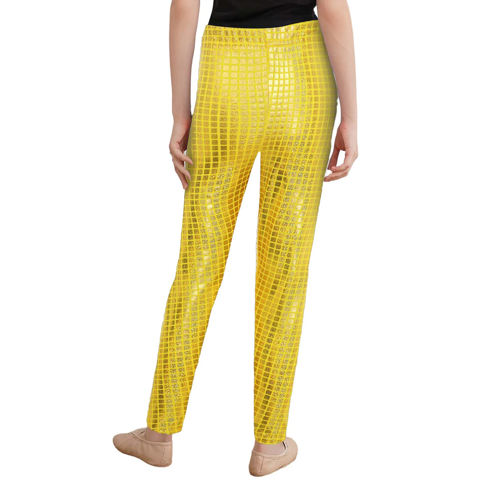 Pantalones de baile jazz brillantes para niñas en malla metálica - imagen 4