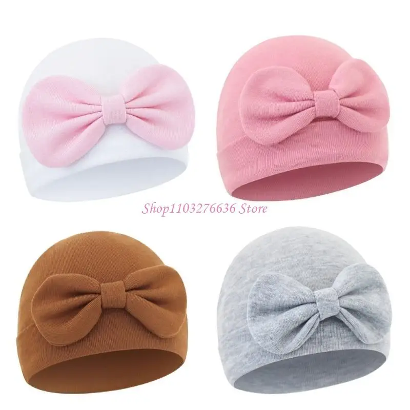 Bonnón gorrito de algodón para recién nacidos con lazo transpirable - imagen 2